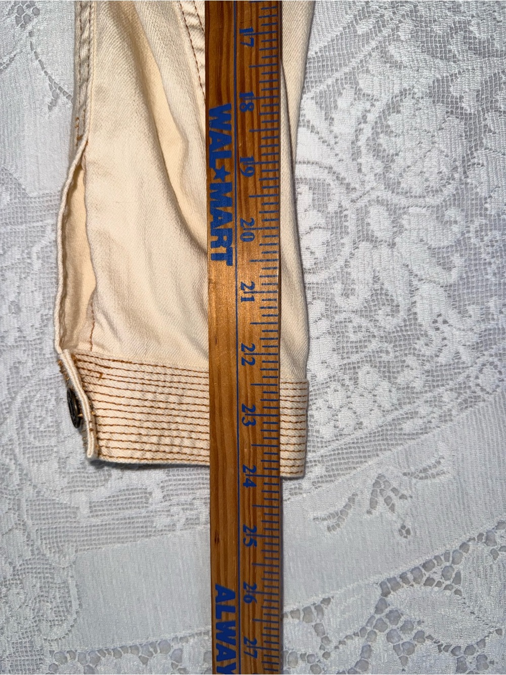 Ulla Johnson Cream Cosette Denim Jacket Puff Sleeve Contrast Stitch Size S - Picture 13 of 15